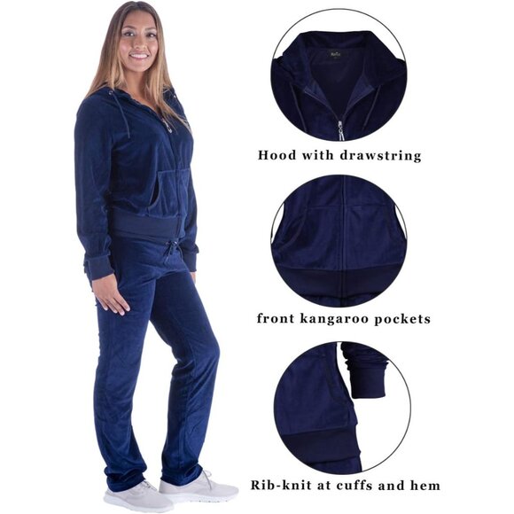 Soft and Stretchy Velour Women’s Tracksuit Set - Ideal for Workout or Lounging - Picture 2 of 4